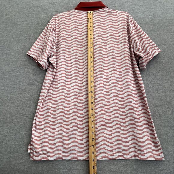 Bonobos Golf Polo Shirt Mens Large Slim Fit Preppy Chevron Ikat Stripe Wine Pink - Picture 9 of 10